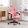Pu Leather Office Chair, Executive Desk Chair with Headrest, Foot Rest, Swivel Wheels, Reclining Computer Chair, Pink 2