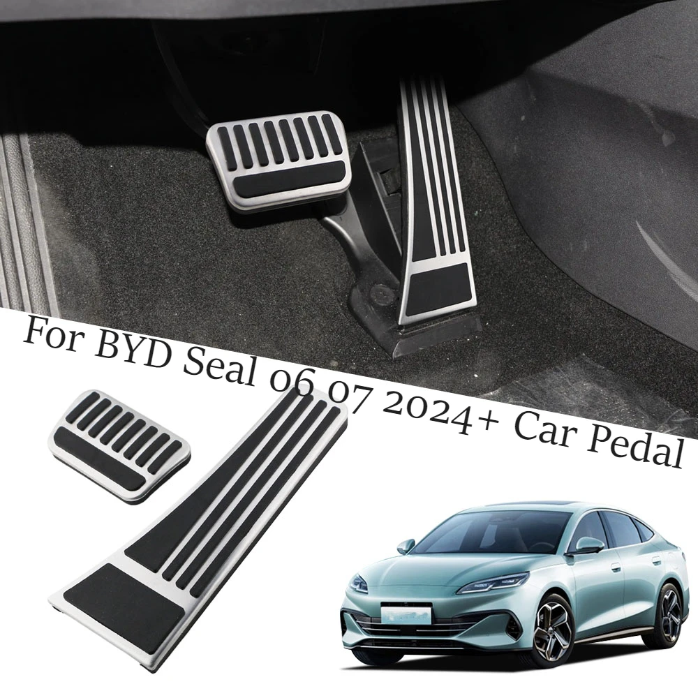 Stainless Steel Car Accelerator Brake Pedal Covers Anti-skid Car Foot Pedas Pad Acc. BYD Seal U Sealion 06 07 +