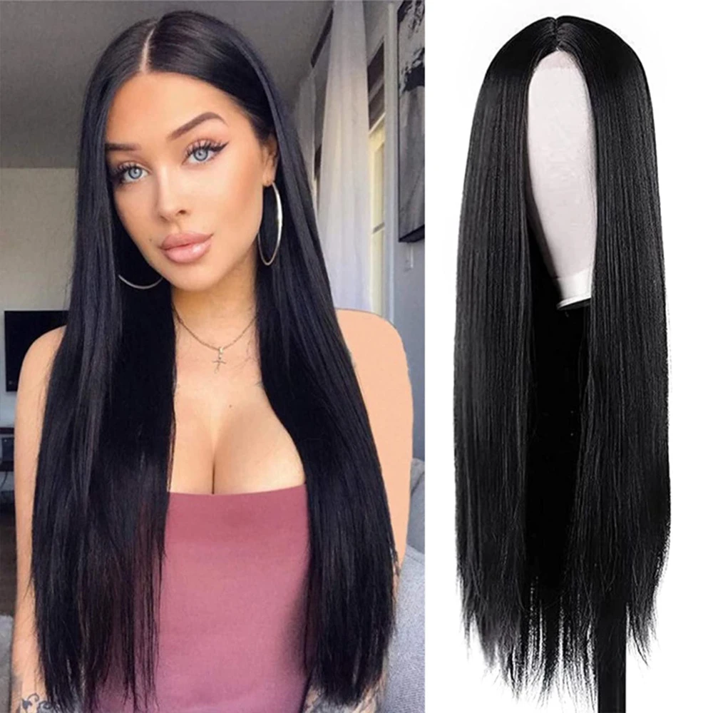 

Synthetic Wigs Straight Lace Front Wig 26 Inch Lace Frontal Natural Hair Perruques Dentelle Synthétiques For Women Black Cosplay