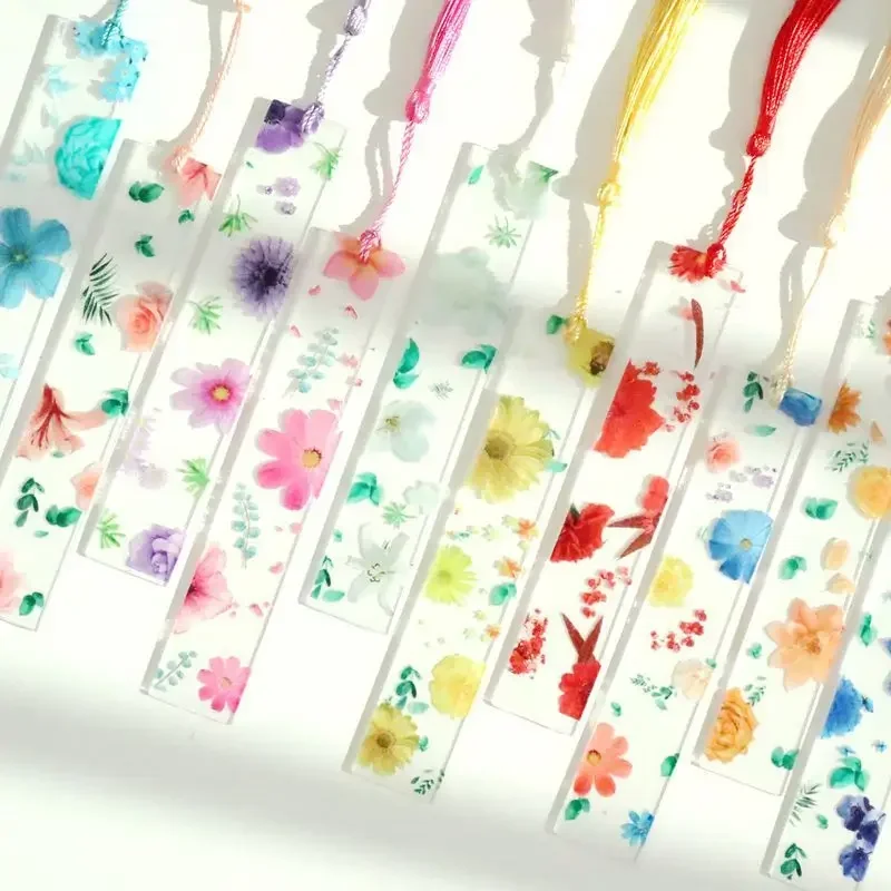 Flower Bookmark Transparent Daisy Epoxy Resin Book Marker Floral Page Marker For Best Friends Back To School Floral Painting Bookmark Bookmarks Stationery Supplies Retro Flower Bookmark 1pc