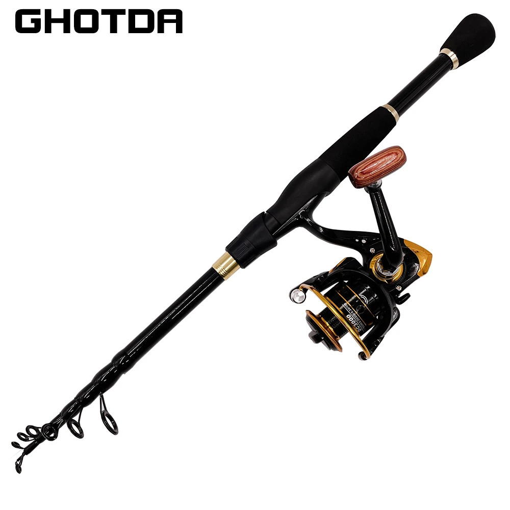 Ghotda Portable Ultralight Fishing Rod With Reinforced Reel Fishing Set 1.6  1.8 2.1 2.4m