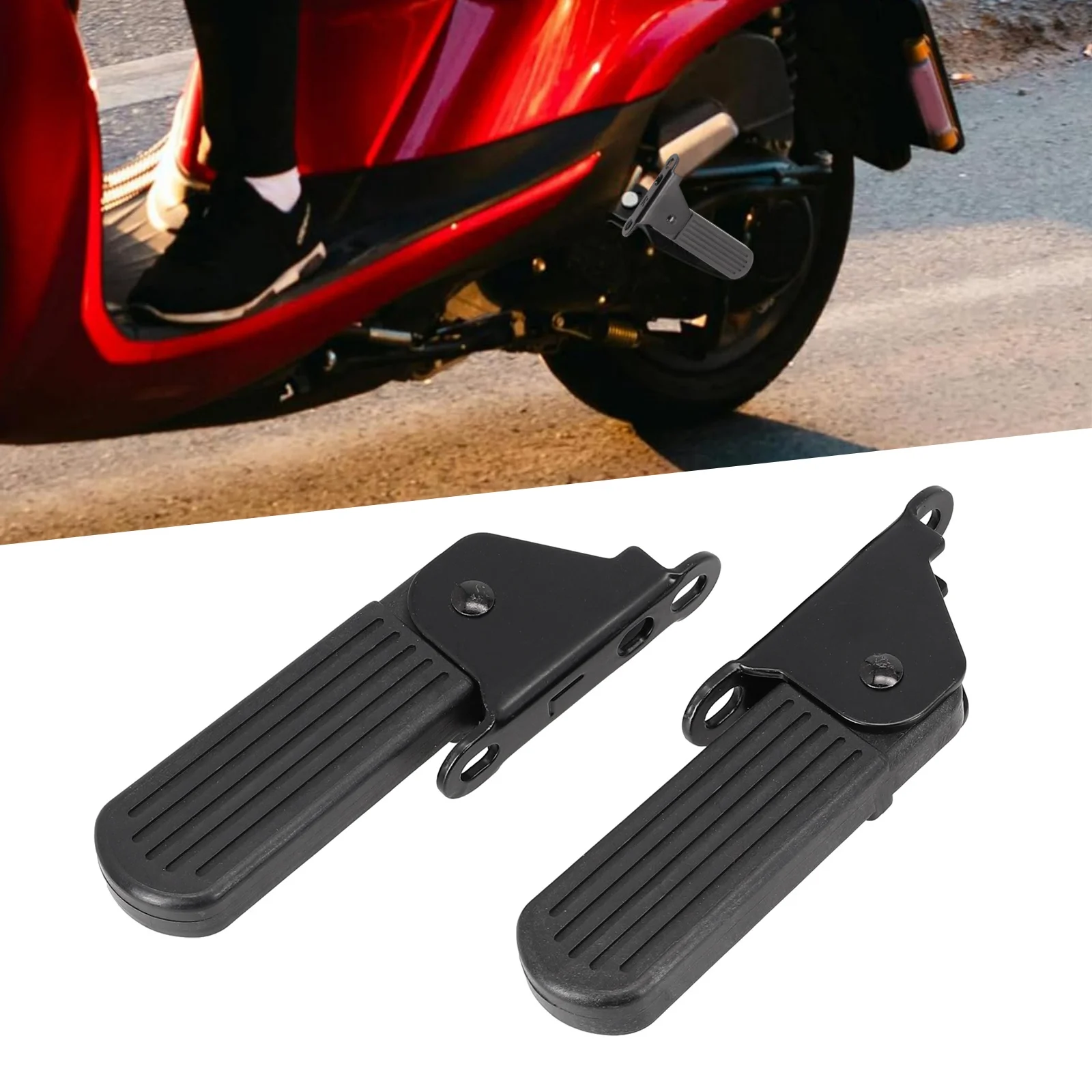 1pair Electric Moped Front Pedal Scooter Front Foldable Pedal Leg Support Pad Thickened Steel Plate Ebike Accessories