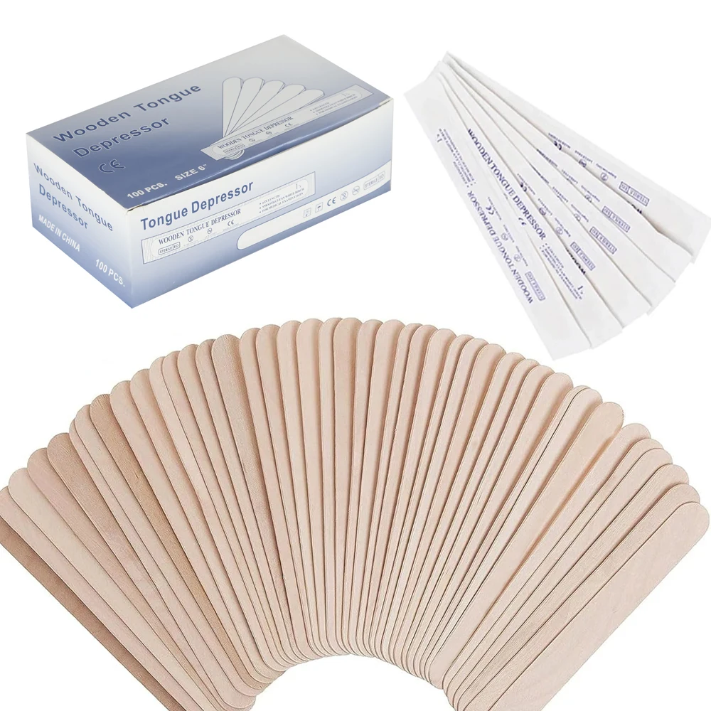 10/30/50/100PCS Disposable Tongue Depressor Wooden Tattoo Waxing Hair Removal Sticks