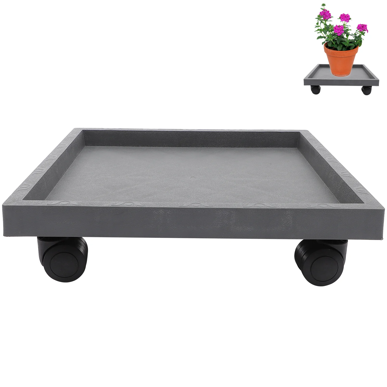 

Flowerpot Indoor Square Tray Heavy Duty Caster Resin Raw Material Pp Moveable Plate