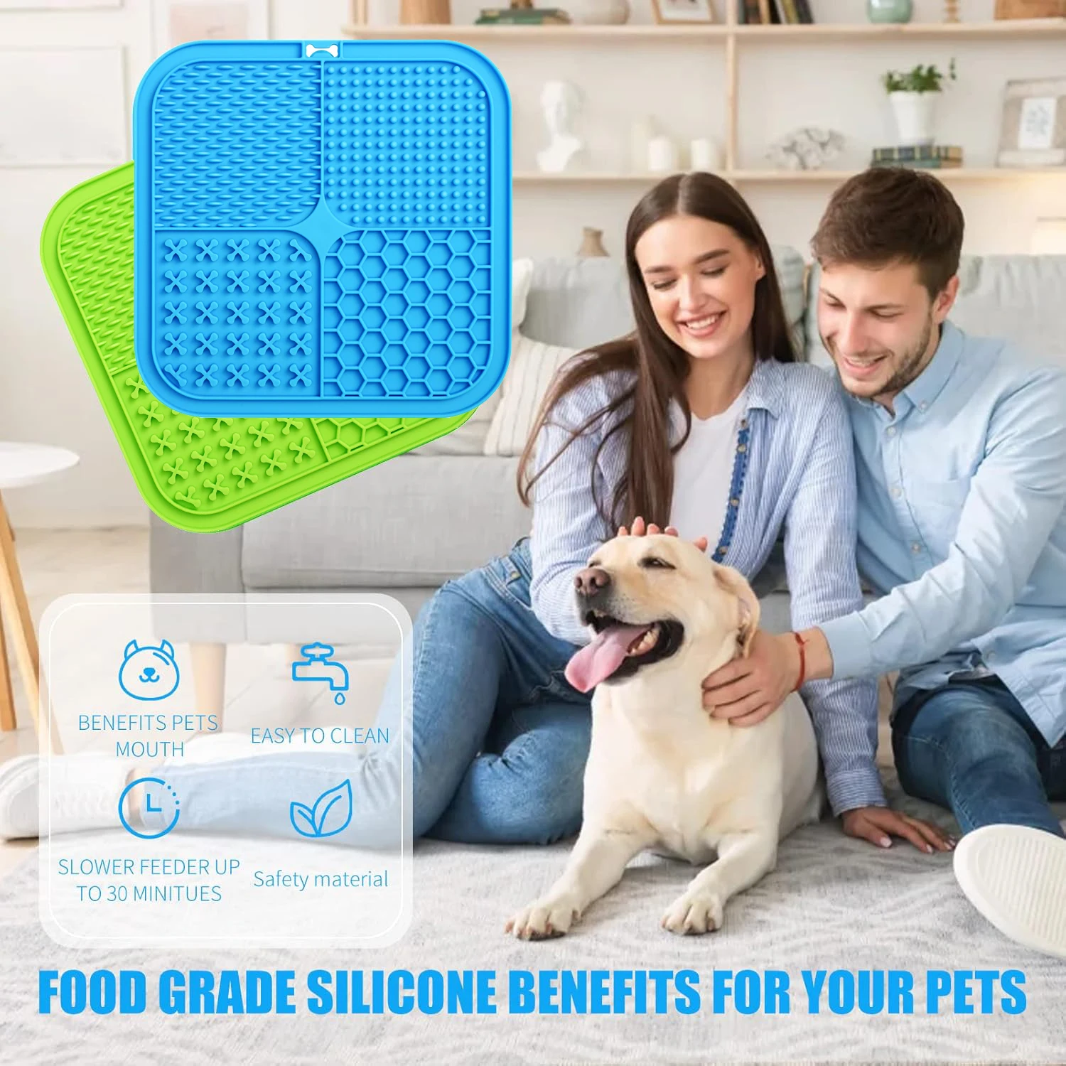 Pet Placemat Dog Lick Mats Cat Slow Feeding Mat Cats Dogs Grooming and Training Feeding Supplies Silicone Eating Slowly Food Pad 6