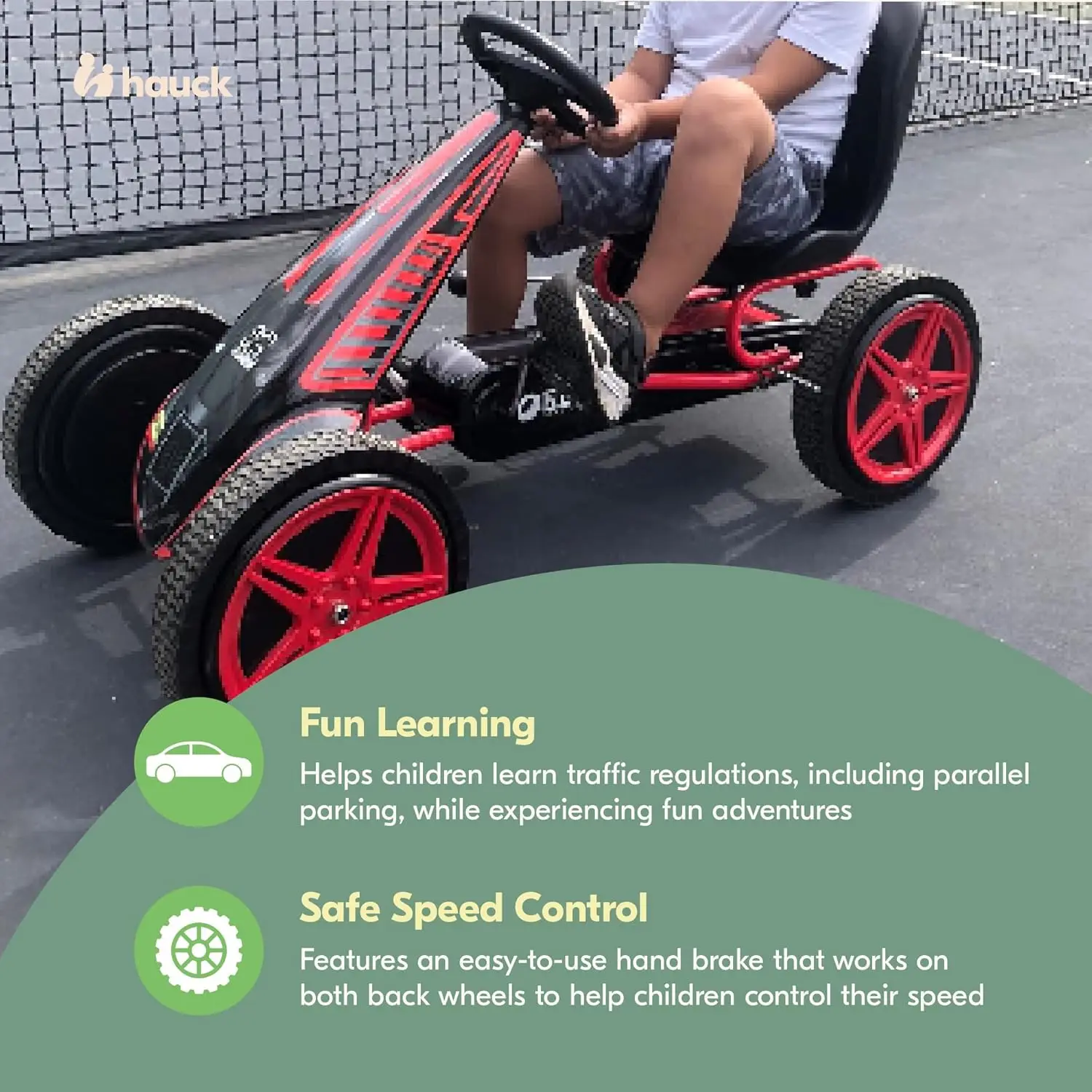 Hurricane Racing Go Kart w/ Low Profile Rubber Tires & Handbrake for Rear Wheels-Ride On Toy designed for Kids Ages 4-10 years