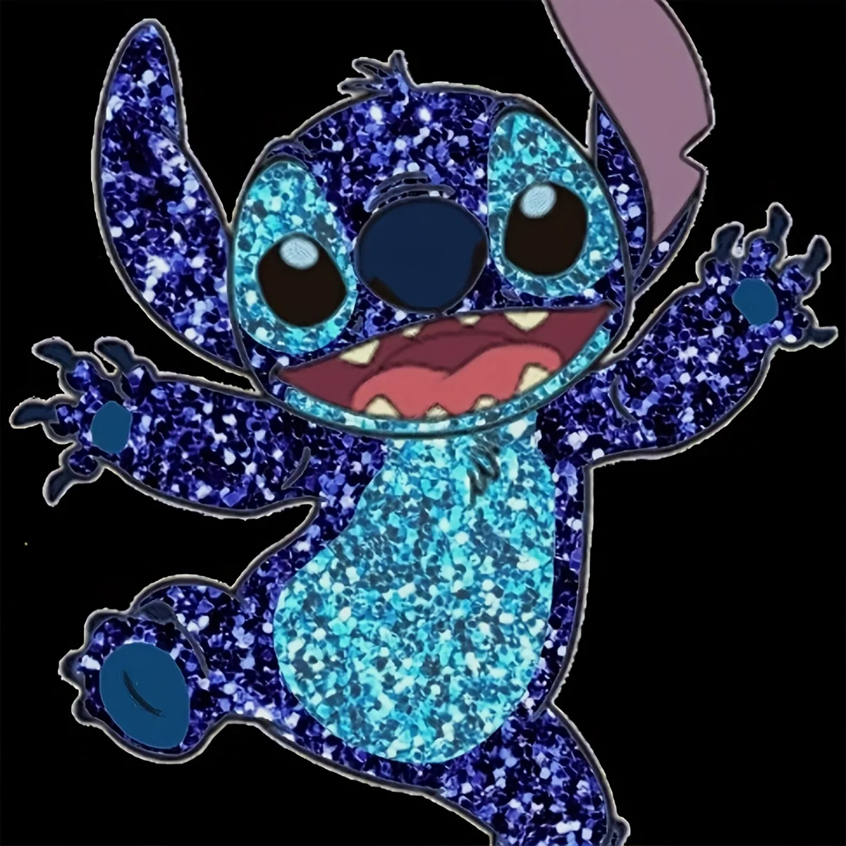 Stitch Scintillant Bleu Éclatant - Personnage Disney Pailleté