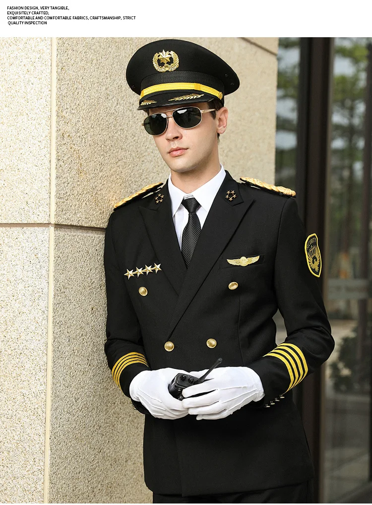 Security Guard Uniform Men Property Concierge Jacket Pants Hat Workwear  Military Clothes Hotel Doormen Professional Suit - Aviation Uniforms -  AliExpress