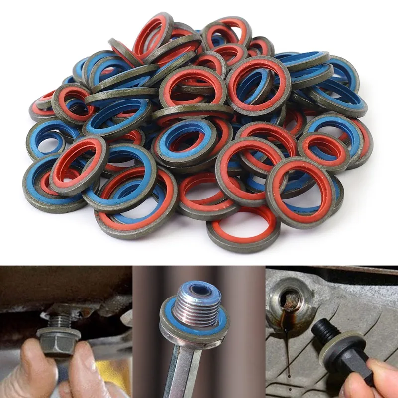 Sealing Gasket Set Oil Drain Combined Washer Seal Sets Washer Assort Kit Rubber Oil Pipe Seal Gasket M6/M8/M10/M14/M16 Hardware