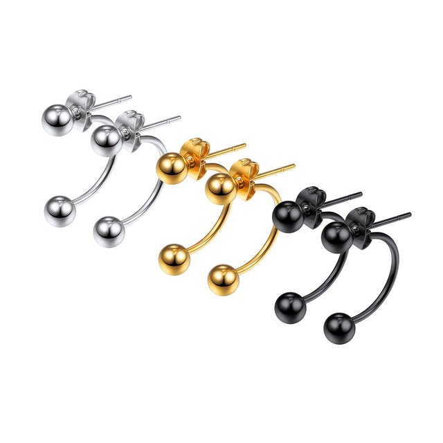 Pairs Black/Silver/Gold Color Punk Style Stainless Steel Spike Hoop Earrings Stud Earrings For Men Women Statement Jewelry