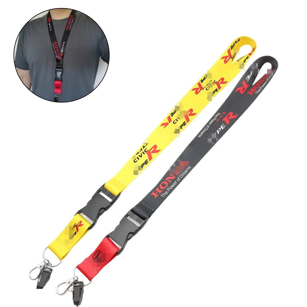 

1PCS JDM Racing Style TYPE R Yellow/Black Removable Lanyard Car Keychain Work ID Holder Mobile Neck Strap Quick Release