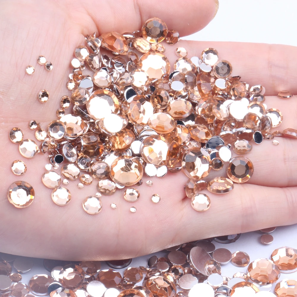 

10mm 50pcs Acrylic Rhinestones Flatback Facets Round Glue On Stones Sparkling Nail Art Decorations Clothing Decoratio