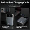 Vention 65W Portable Power Bank 20000mAh PD Fast Charging with Built-in USB Type-C Cable for Laptops iPhone 16 15 14 13 Pro Max 2