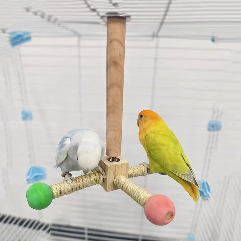 360 &deg; Rotating Parrot Bird Toy Solid Wood Bird Exercise Climbing Standing Wooden Toys Pet Parrot Macaw Cage toys Amusing