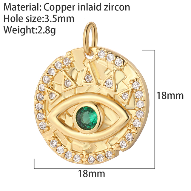 Greek Eye gold Pendant Charms for Diy Earrings Keychain Necklace Bracelet Evil Blue Eye Charms for Jewelry Making Supplies