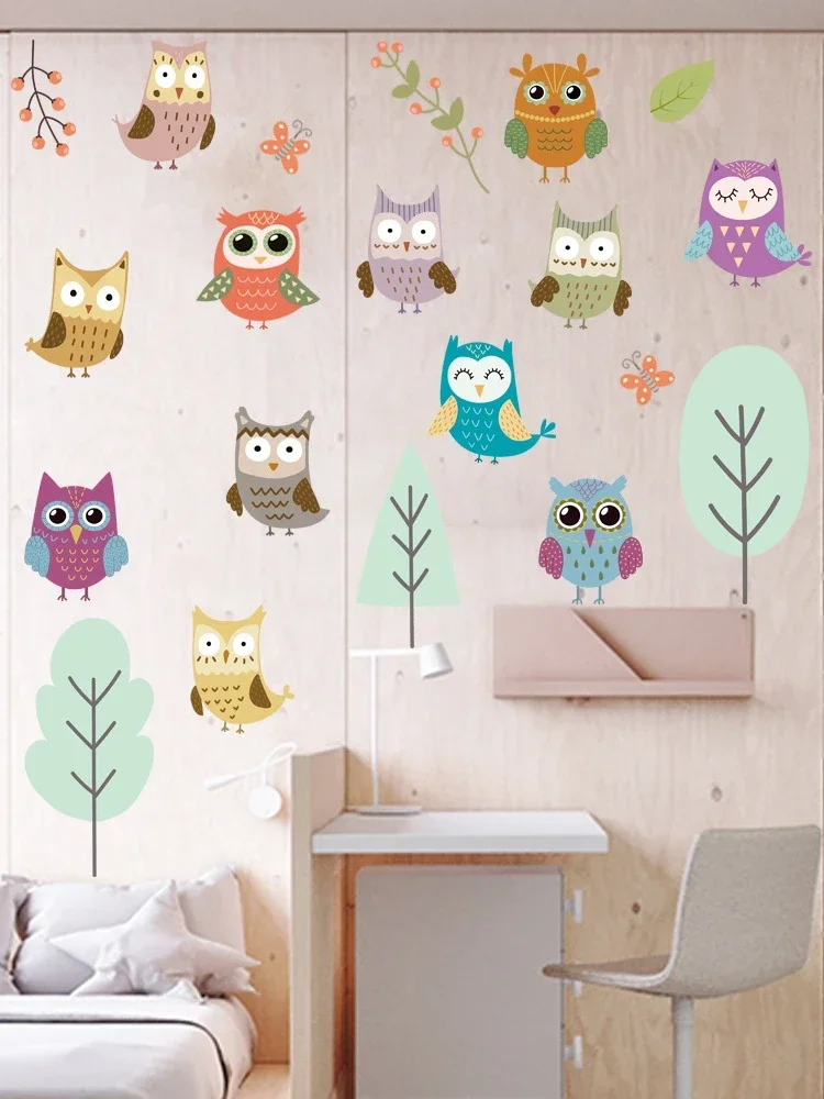 Cartoon owl glow-in-the-dark stickers Children's room self-adhesive wall stickers Decorative glow in the dark stars