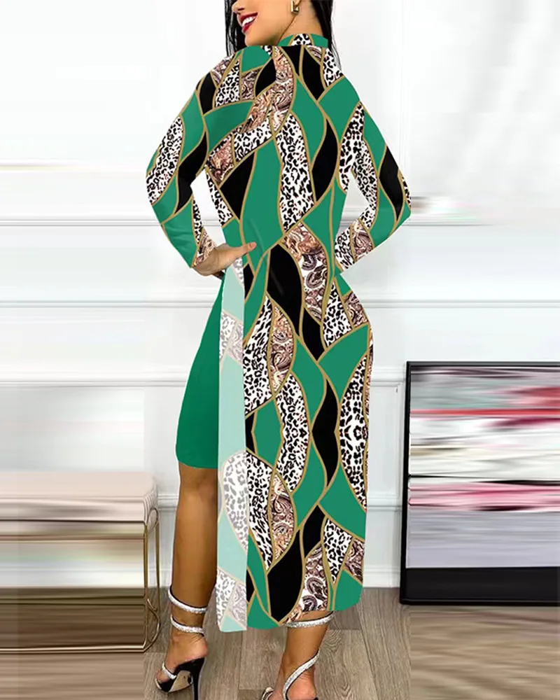 S121ce8da3ad34677a4e457c8783c4269R Fashion Long Sleeve Office Bodycon Midi Dress Women, Autumn Bilayer Print Elegant Party Ladies Dresses For Women Mallzona