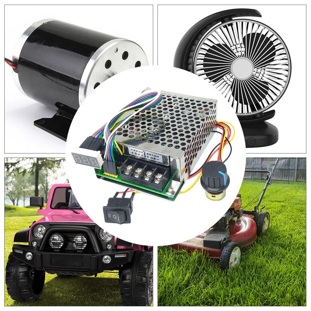 PWM DC Motor Speed Controller Input MAX 60A Adjustable Drive Module DC 10 -55V with Adjustable Potentiometer Brush Motor Tool