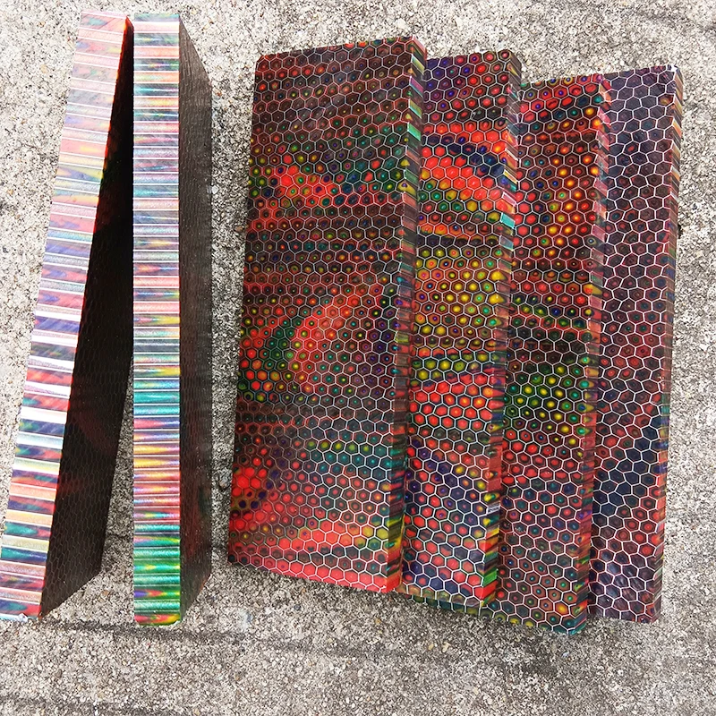 2pieces Mixed Color C-Tek Honeycomb Resin Material for DIY Knife Handle Making Material Plate Resin Compound Material 120x40x8mm