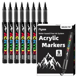 Premium 8 - Piece Black and White Acrylic Paint Marker Set - High - Capacity Markers for Creative Projects on Various Surfaces (8black)
