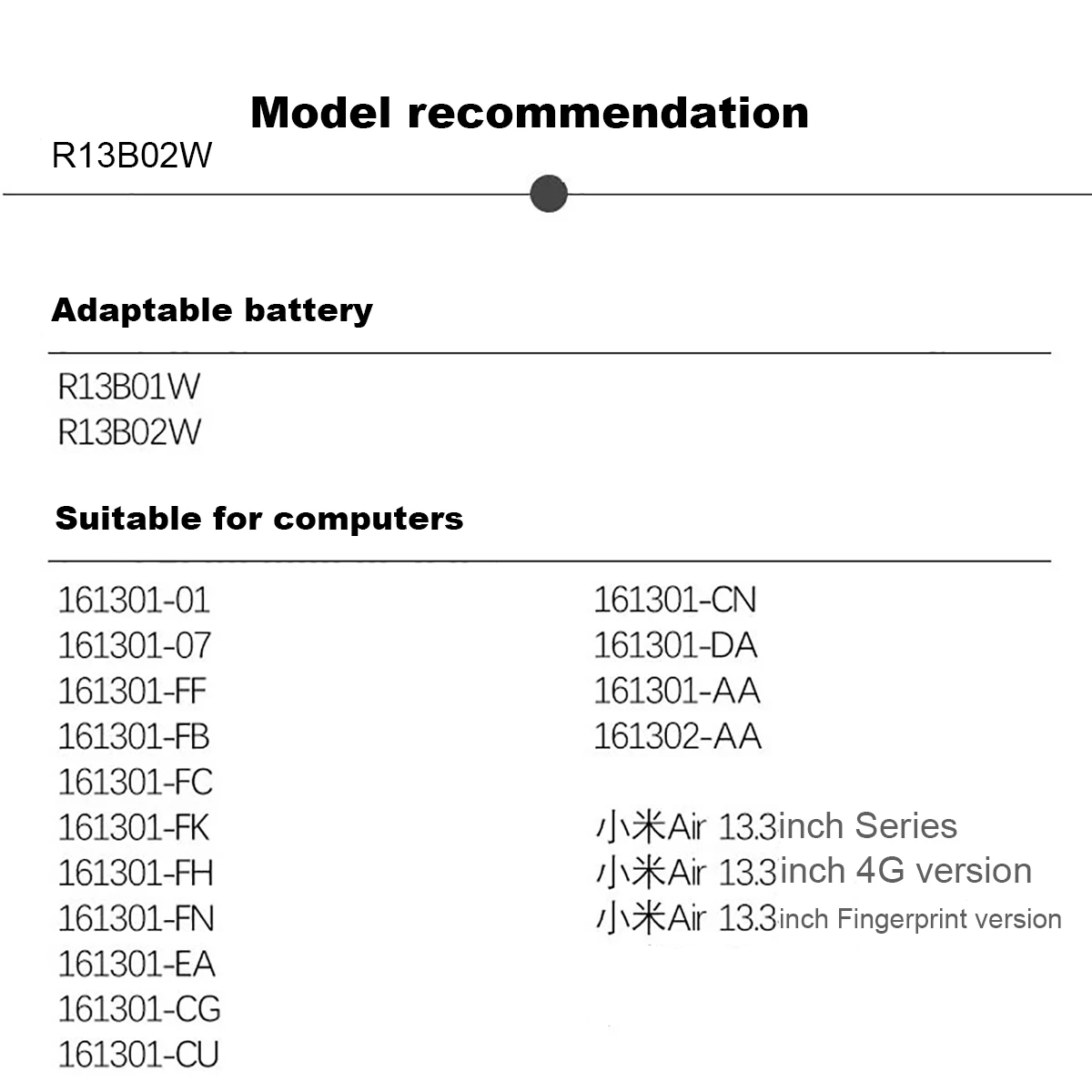 R13b02w/r13b01w Laptop-Akku für xiaomi mi Notebook Air 13 13.3 