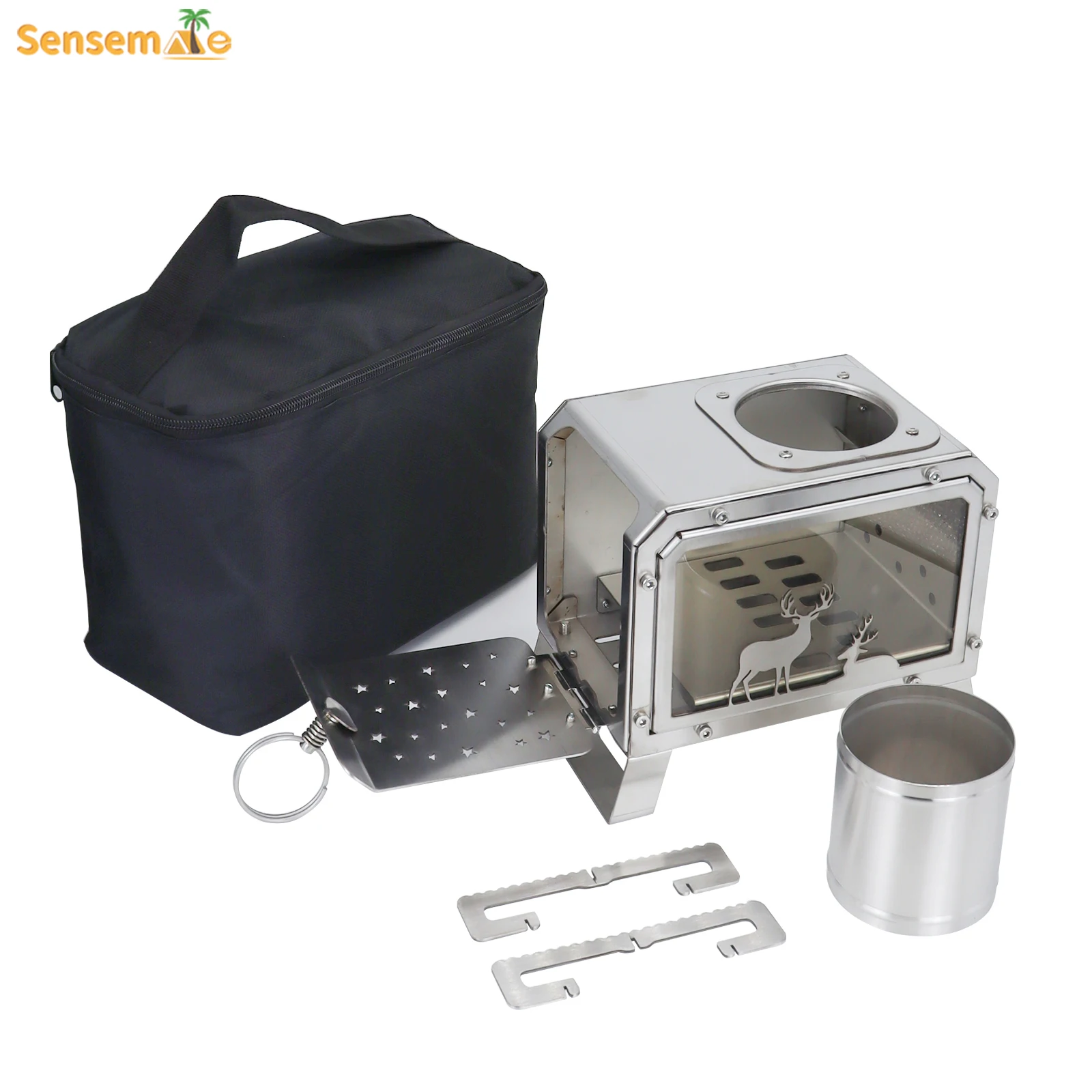 SENSEMAKE Tabletop Fire Pit Low Smoke Outdoor Mini Fire for Urban & Suburbs Fueled by Pellets or Wood with Travel Bag