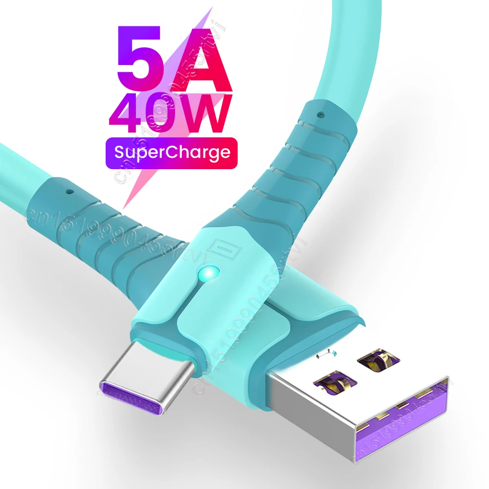 

Кабель USB Type-C 5A, кабель USB C для быстрой зарядки Huawei, шнур для передачи данных, зарядное устройство, кабель USB Type-C для Honor Xiaomi POCO X3 M3, 1/2 м