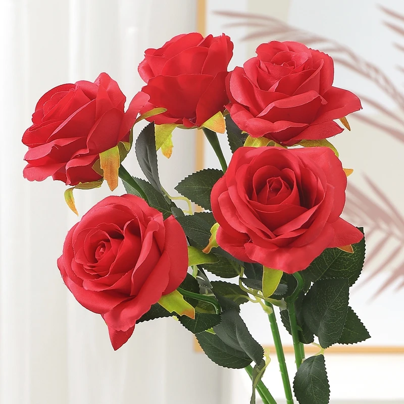 5/10 Stück künstliche schwarze Rosenblüten aus Seide mit langem Stiel, künstlicher Rosenstrauß für Zuhause, Zimmer, Hochzeitsdekoration, Valentinstagsgeschenk – Detail 9