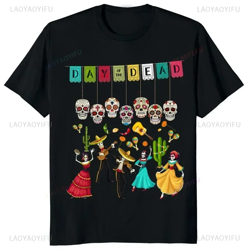 T-shirt Homme Dia De Los Muertos Mexico Skeleton Tequila - Motif Graphique, 100% Coton, Neuf Avec étiquettes