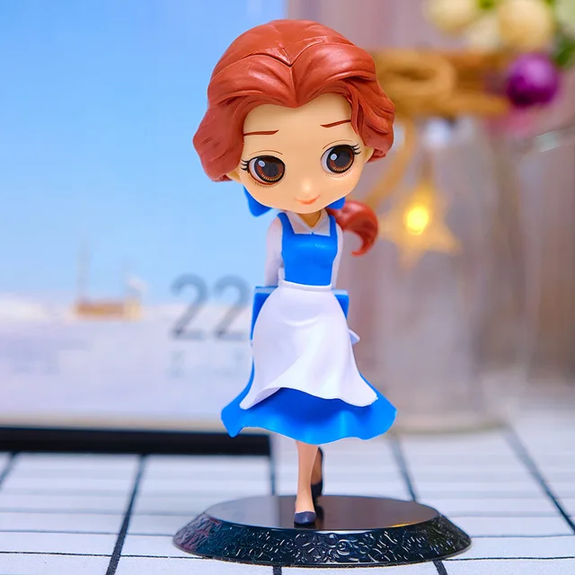 Disney Princess Figure Q Posket Mulan Ariel Bell Elsa Belle Cake Decorating Toy 14cm Car Model Girl Birthday Gift 6