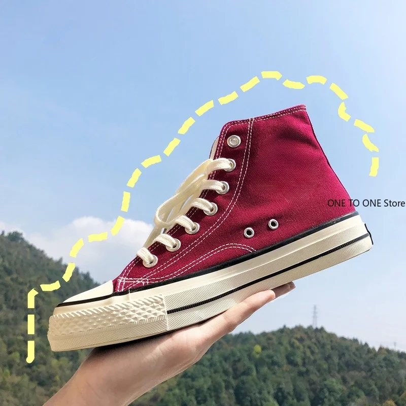 Unisex Casual Simple Comfort Breathable Vulcanization Sneakers Lace-Up Canvas Trendy High Top Shoes Sapatos Formais Masculinos 4