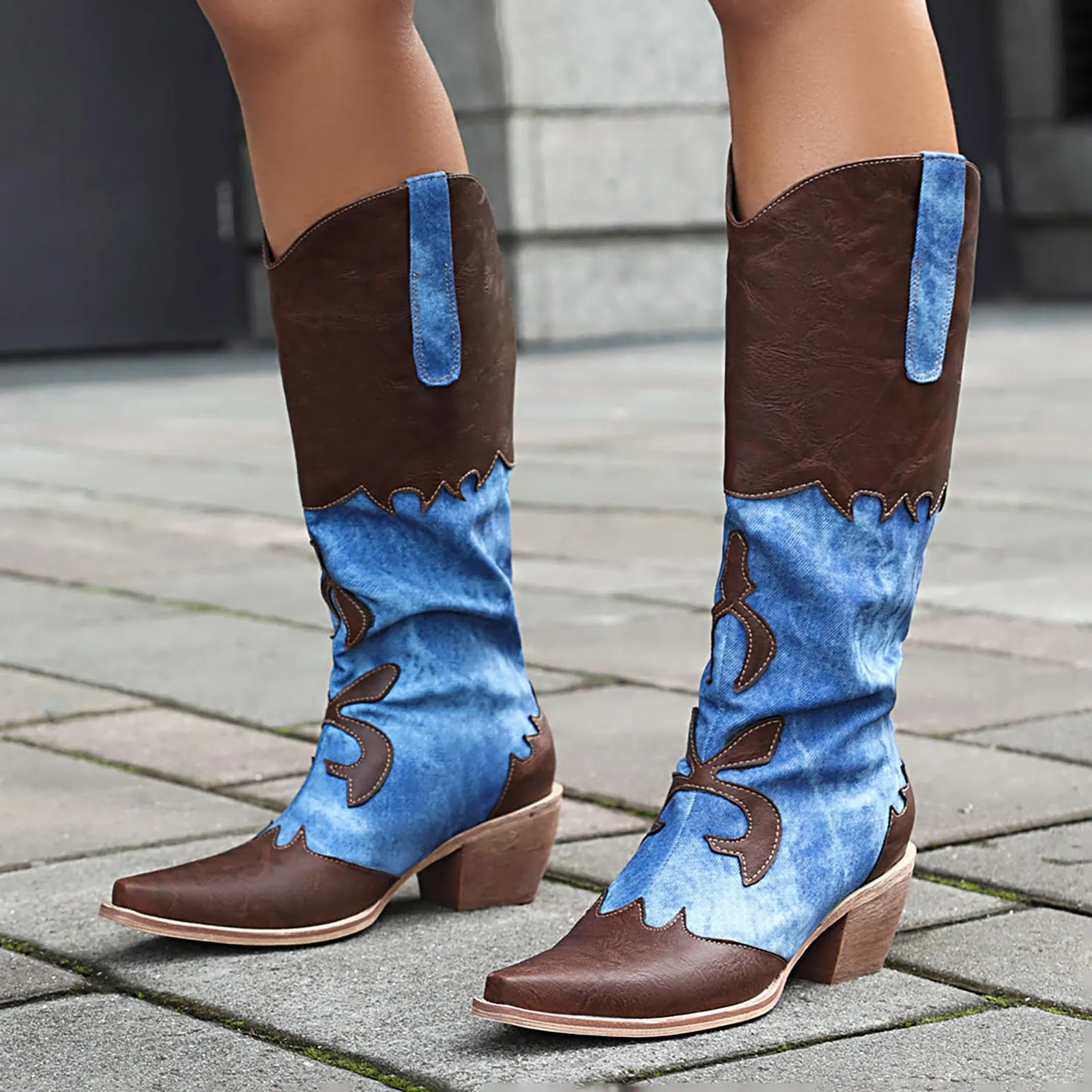 

Square Heel Retro Short Boots Female Thick Sole Platform Pu Leather Comfortable Walking High Quality Shoes Women Mid-Calf Boots