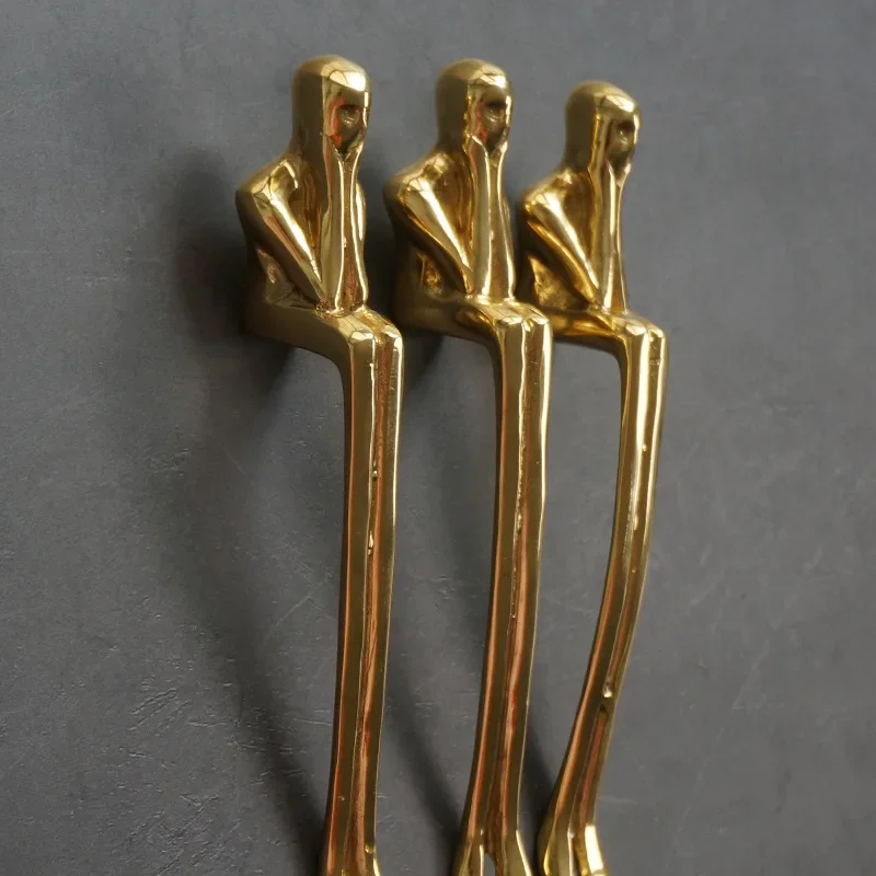 Description Picture 5 of itemCreative Solid Brass Thinker Shape Long Handle Wardrobe Kitchen Dresser Cabinet Door Drawer Handles and Pulls Furniture Hardware