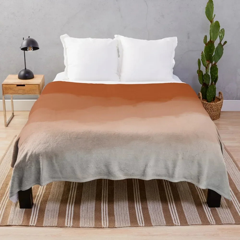 

Burnt Orange Watercolor Ombre (burnt orange/white) Throw Blanket blankets ands Picnic For Sofa Thin Blankets