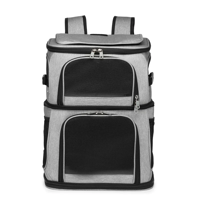 Large Capacity Double Layer Pet Bag Easy To Put Two Cat Backpacks Foldable Oxford Cloth Small Dog Carrier Bag Pet Supplies