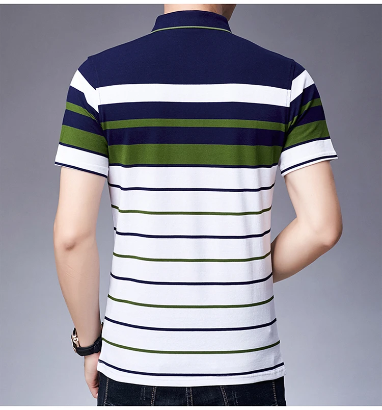 Brand Embroidery Men's Cotton Polo Shirts Classics 2024 Summer Striped Button Clothing Business Streetwear Short Sleeved T-shirt 14 S121d8881e9d545e4b4b2c7909e420b1d7