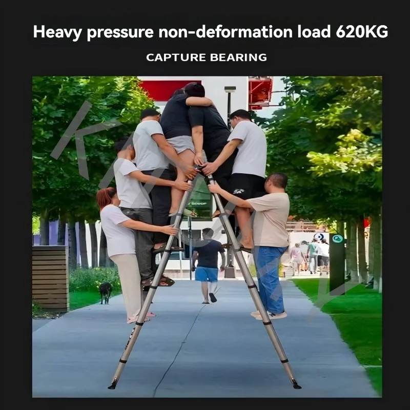 Stainless Steel Telescopic Ladder Multi Home Use Herringbone Ladder Portable Folding Bamboo Lifting Step