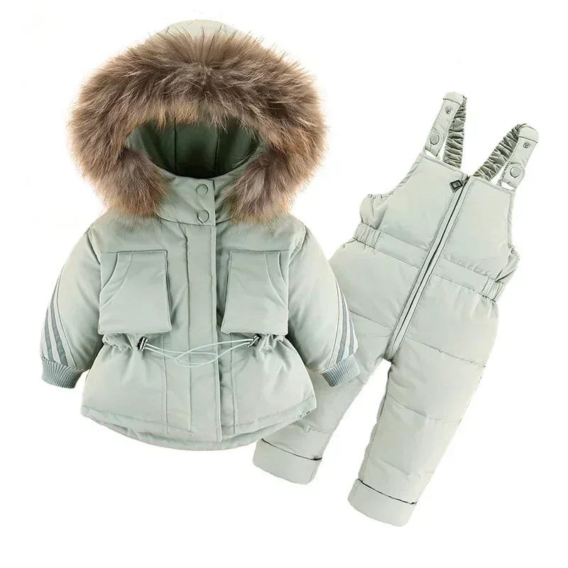 Winter Children Clothing Sets Snow suit Jackets + Jumpsuit 2pcs Set Baby Boy Girls Duck Down Coats Toddler Girl Winter Clothes