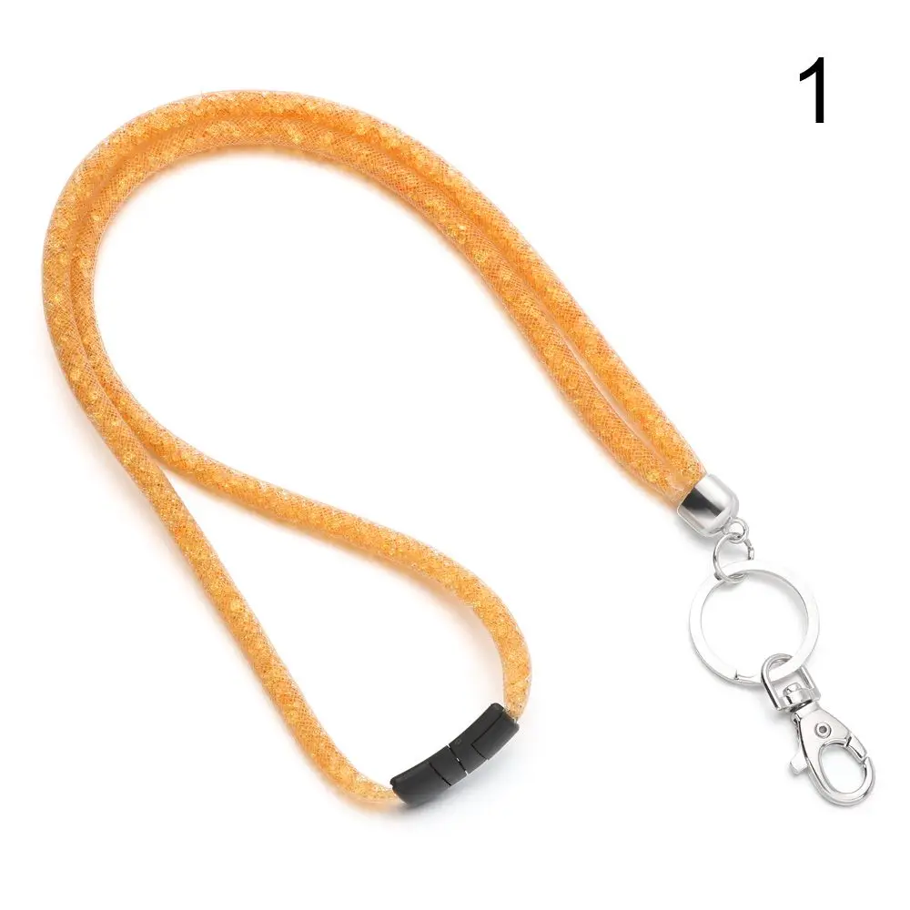 Cordon porte-badge avec clip en métal - Motif papillon Orange