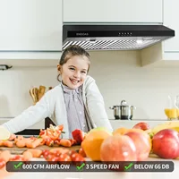 SNDOAS 600CFM 30 inch Kitchen Under Cabinet Black Cook Fan with LED Light Range Hood US0475 2