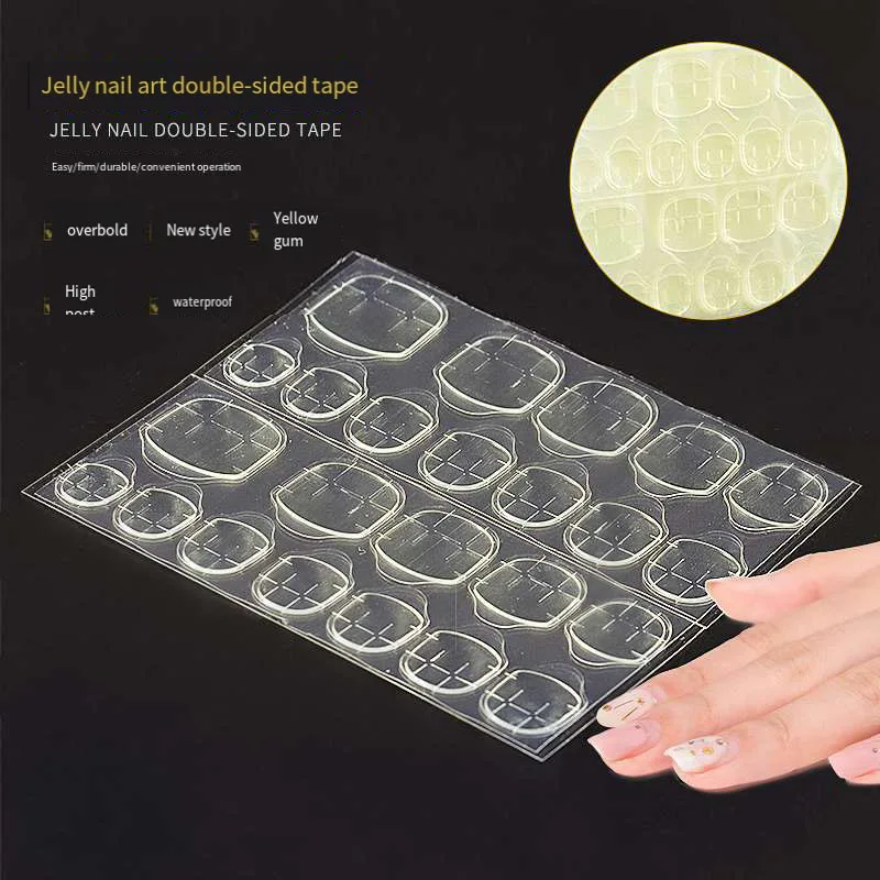 10 Sheets Waterproof Breathable Jelly Double Sided Nail Adhesives,Press on Nails Sticky Tabs Nail Glue Sticker 3