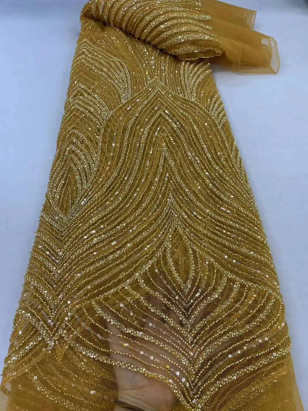 

Роскошная африканская кружевная ткань 2024, высокое качество, вышивка французскими блестками, бусины ручной работы, искусственное платье