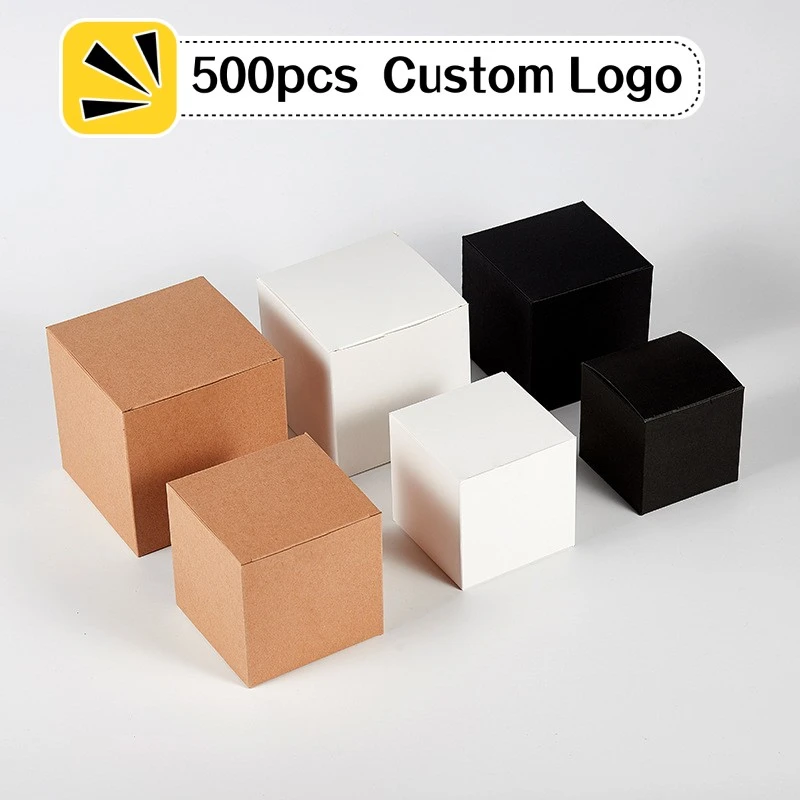 Doe alles met mijn kracht diagonaal Accumulatie 500Pcs Aangepaste Kraftpapier Box Groothandel Carton Kleine Verpakking Dozen  Gedrukt Logo Business Doos| | - AliExpress