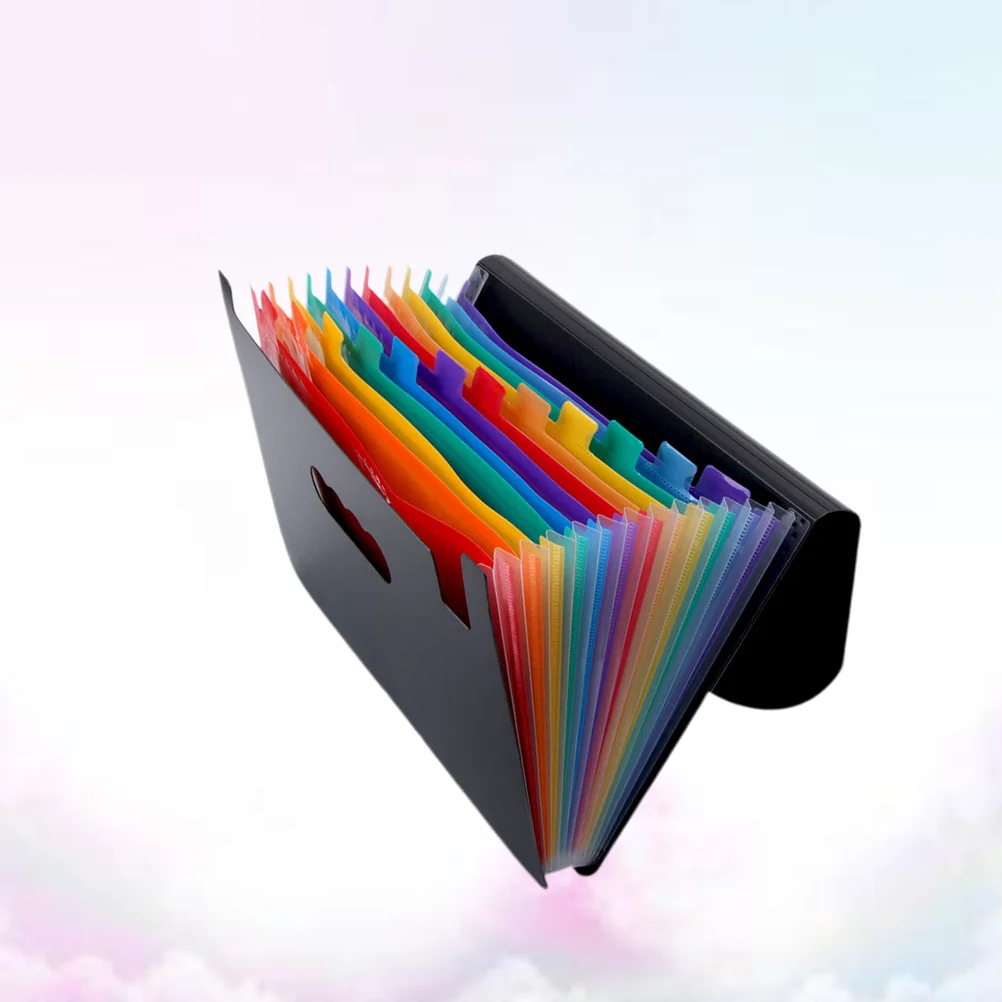 

Practical Rainbow File Folder Multilayer A4 Size Portable Accordion Folder Document File Folder for Students