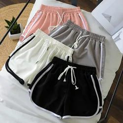 Calções de jogging feminino algodão sem costura cintura alta yoga shorts ginásio correndo elasticidade 4 xl solto cordão cinta leggings shorts