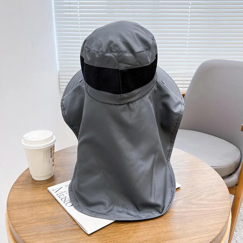 Sıcak Satış Erkekler Geniş Büyük Kenarlı Güneş Yaz Açık Hava Balıkçılık Yürüyüş Kova Şapka Erkek UV Boyun Koruması Şal Vizör Şapka_voghion.com