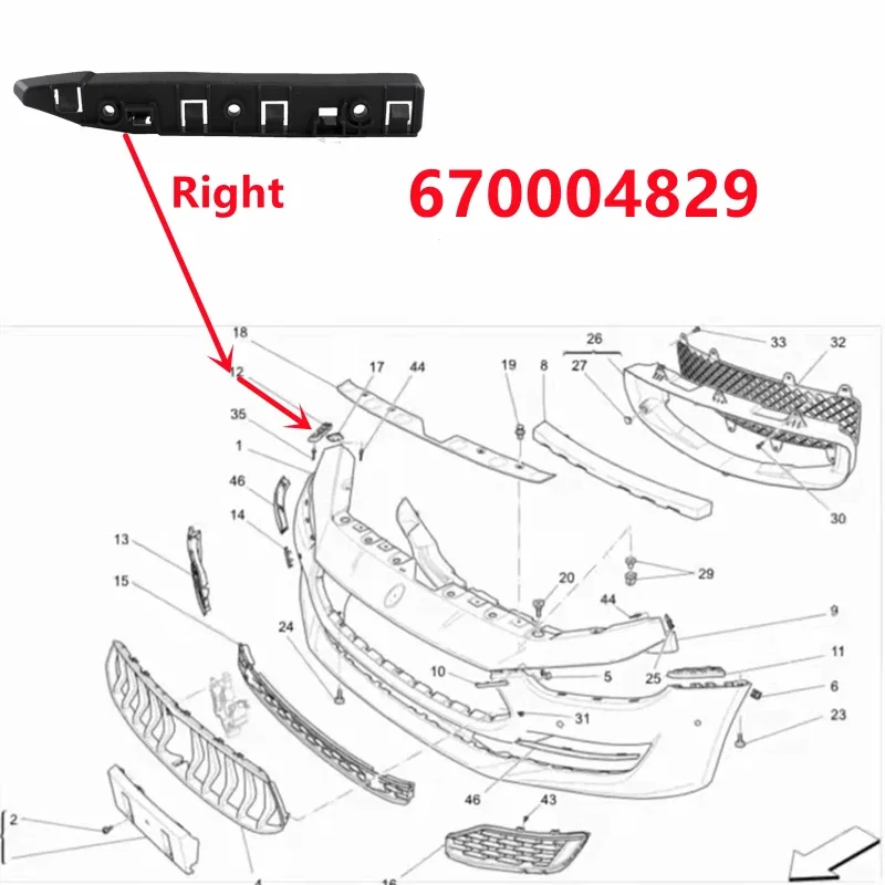 Front Left/Right Side Bumper Bracket 670004830 670004442 for Maserati Ghibli M157 2014 -