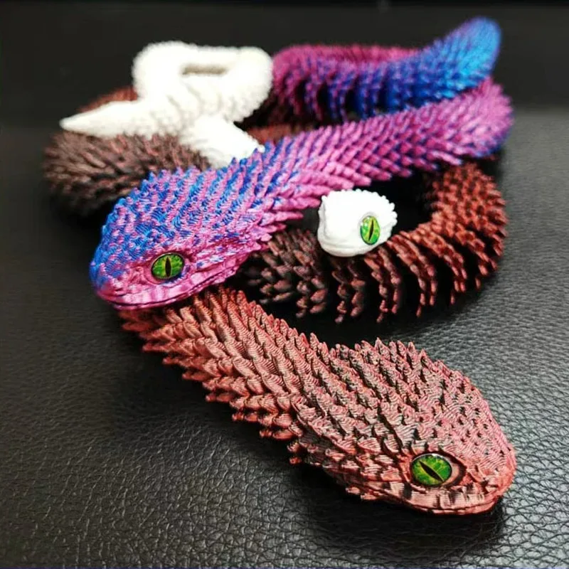 2026 New 3D Printed Realistic Statue Movable Joint Fidget Toys Simulation Snake Year Desk Ornament Animal Model Gift_voghion.com