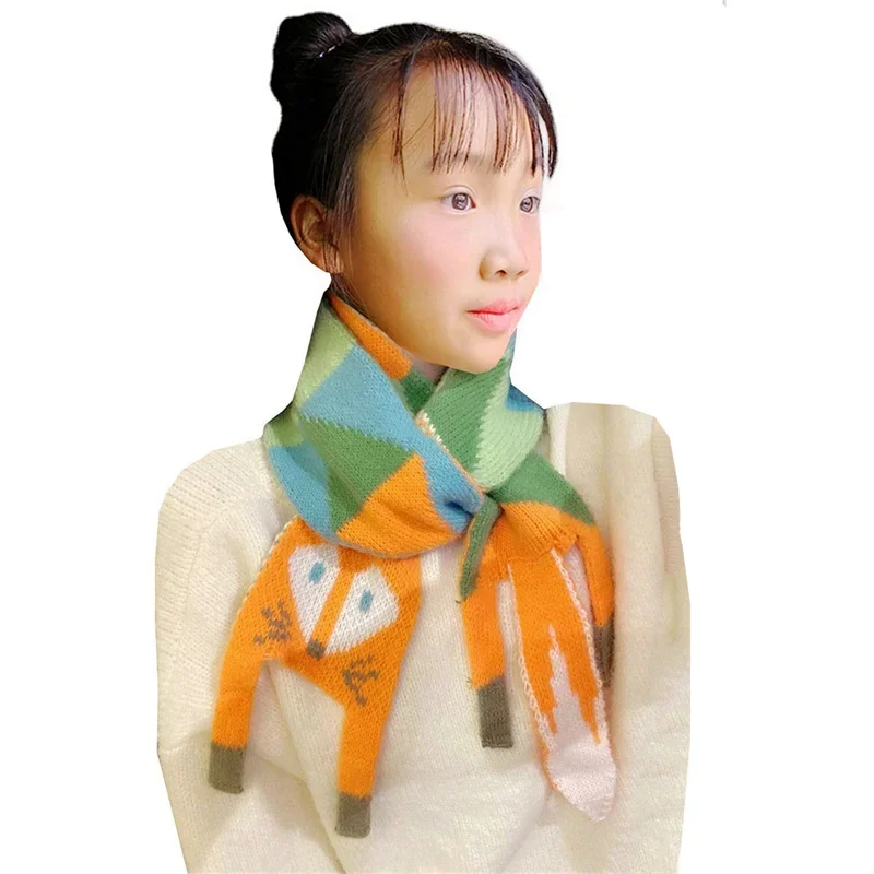 6-18 Years Cartoon Fox Winter Baby Girls Scarf Long Children