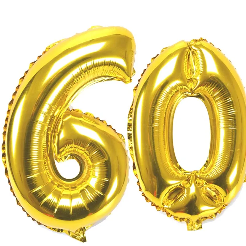 32 Inch Number Figure Foil Balloons 10 20 30 40 50 60 70 80 90 Years Adult Old Birthday Party Anniversary Decoration Air Balloon